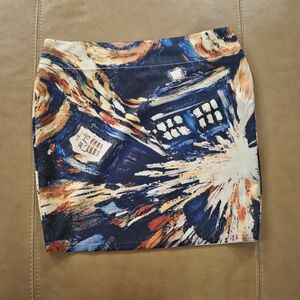 Doctor Who Vibrant Blue and Orange Mini Skirt